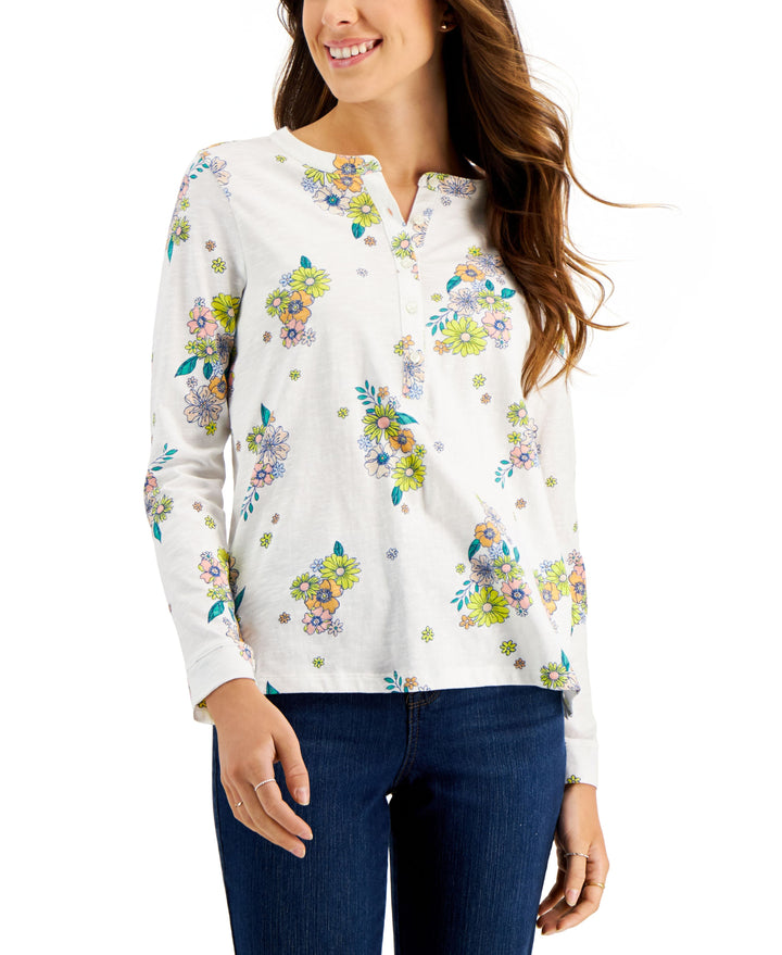 Style & Co Petite Cotton Printed Top