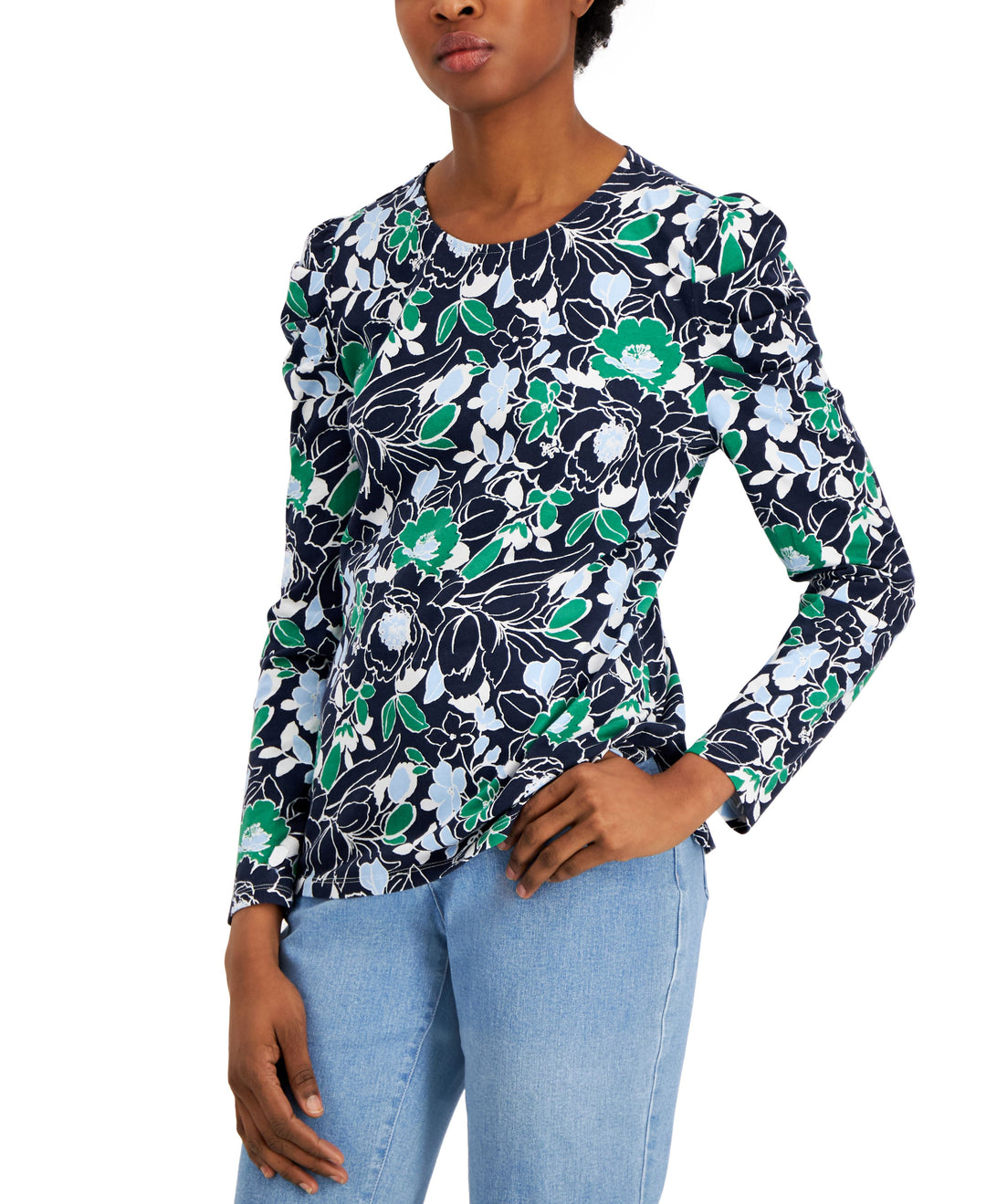 Charter Club Garden Floral Puff Sleeve Top
