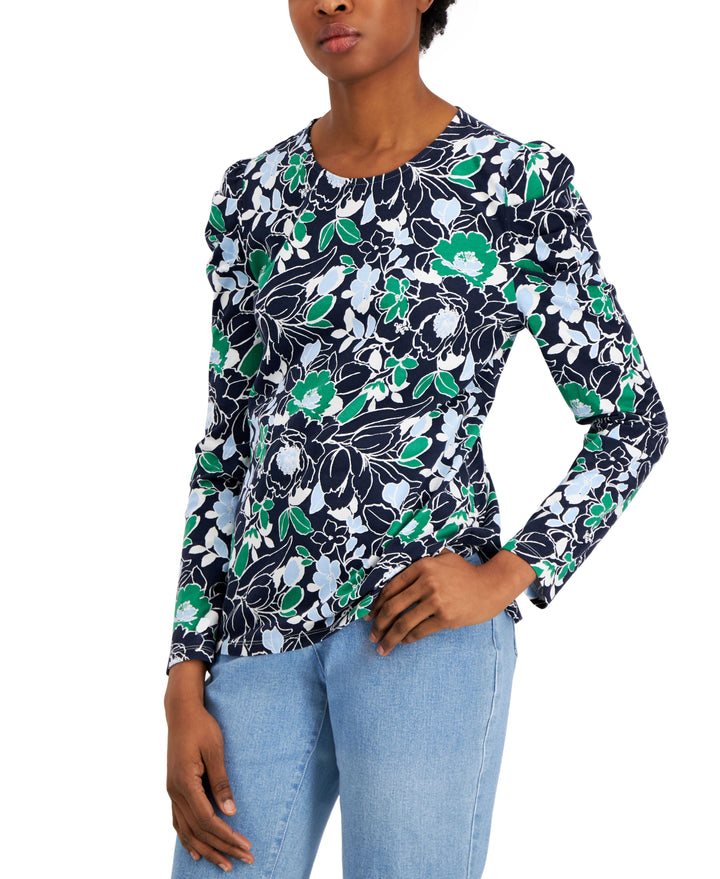 Charter Club Garden Floral Puff Sleeve Top