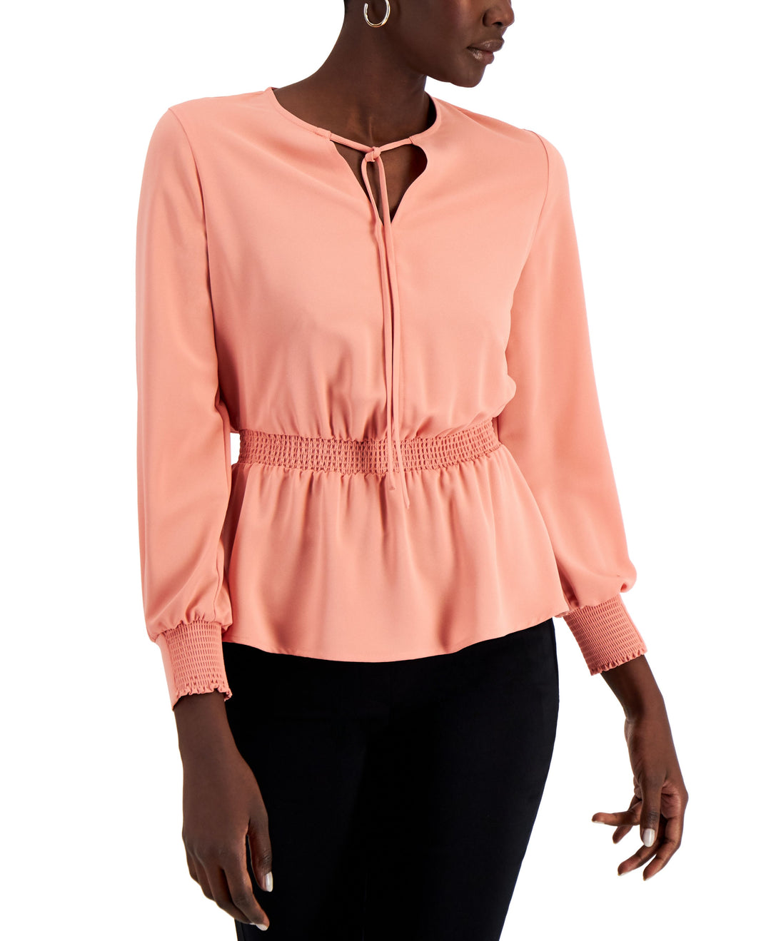 Alfani Smocked Peplum Top