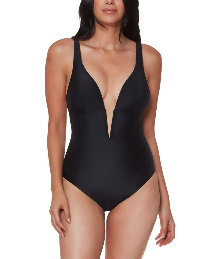 Plunge V-Wire One-Piece Swimsuit