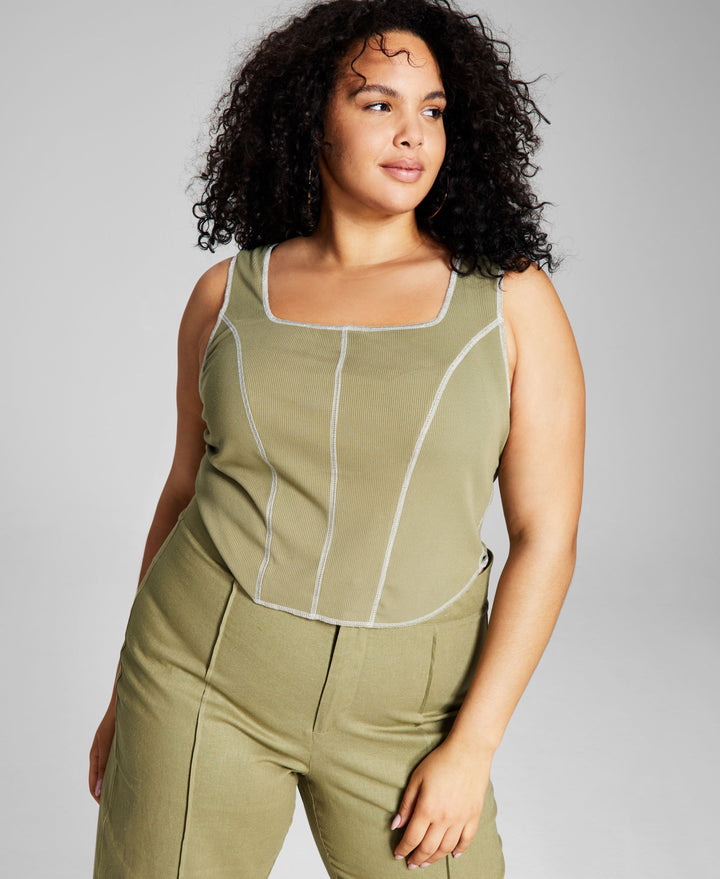 Now This Trendy Plus Size Seam Tank Top