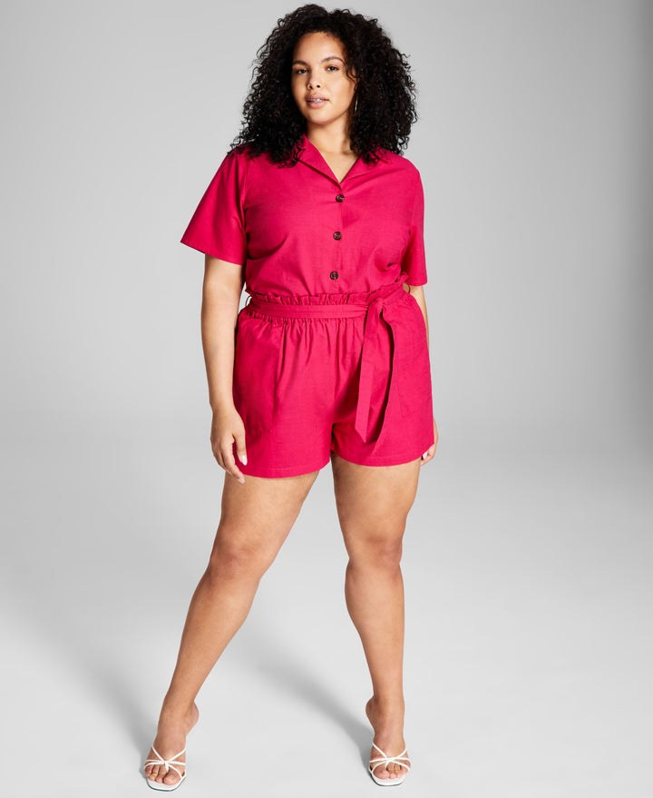 Now This Trendy Plus Size Paperbag Shorts