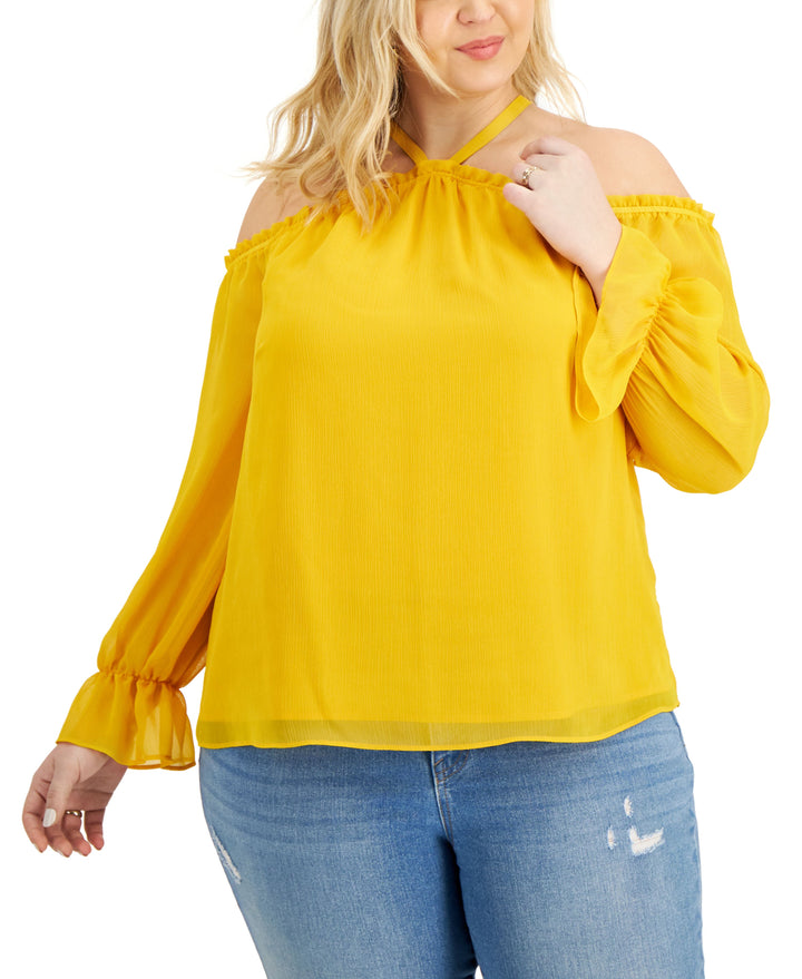 INC International Concepts Plus Size Cold Shoulder Blouse