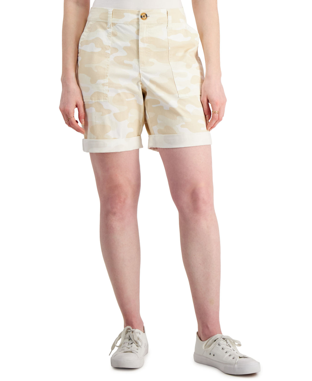Style & Co Petite Camo Print Cuffed Bermuda Shorts