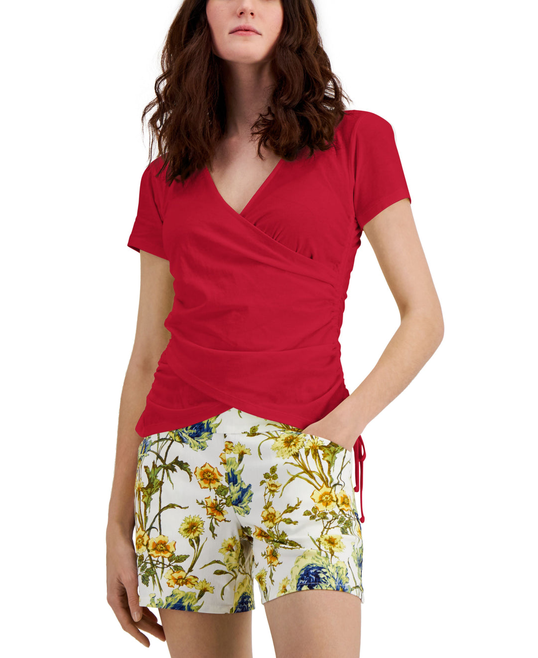 INC International Concepts Surplice Side Tie T-Shirt