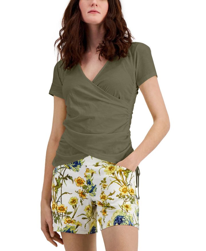 INC International Concepts Surplice Side Tie T-Shirt