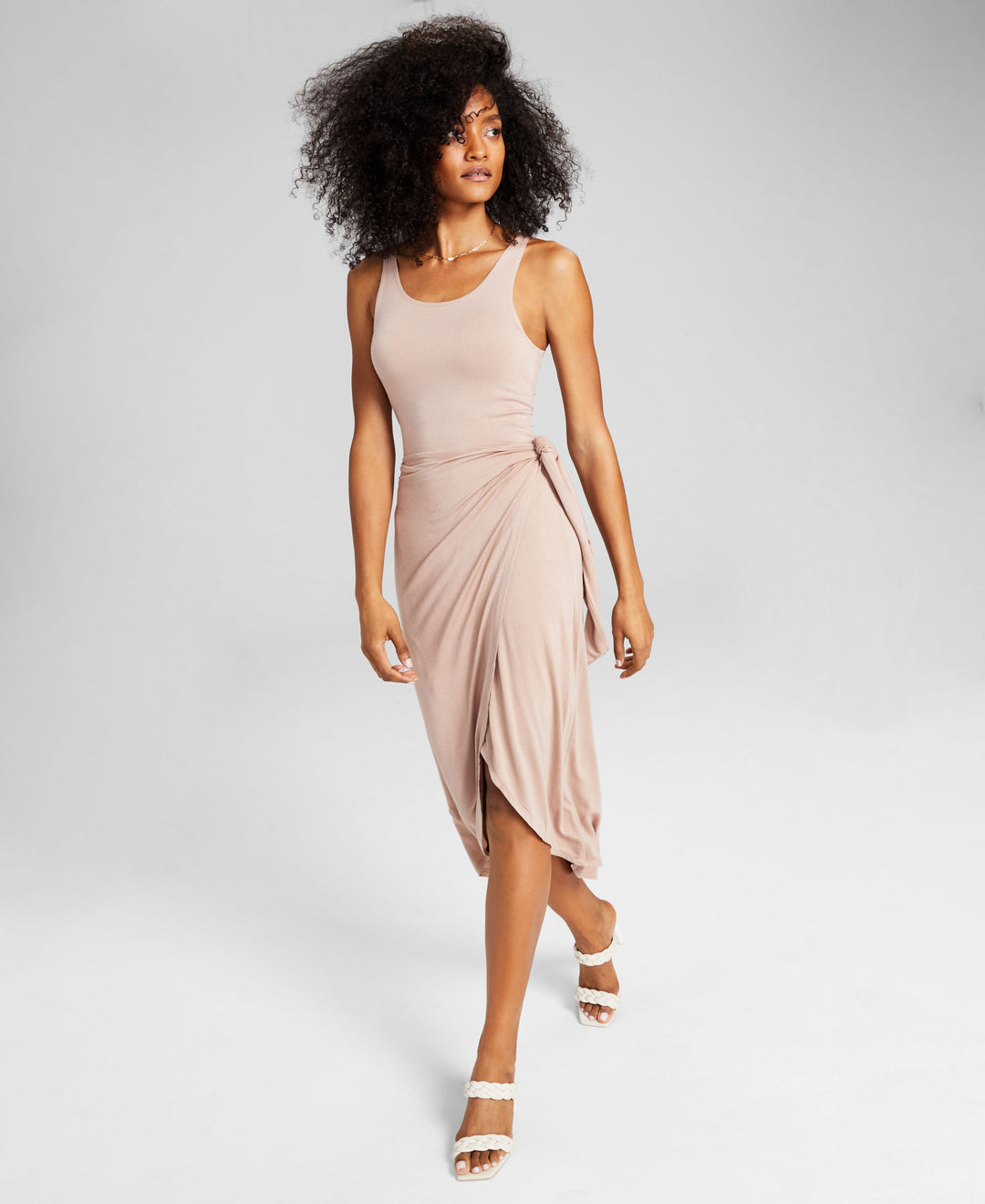 Women's Knit Side-Tie Tulip Midi Dress – USAFashion