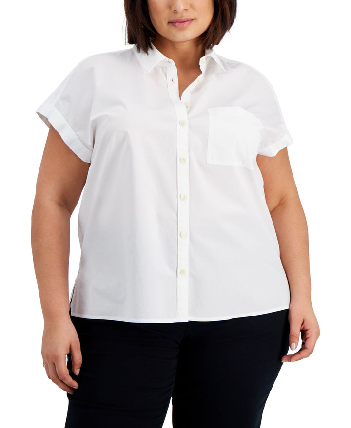 Style & Co Plus Size Cotton Camp Shirt
