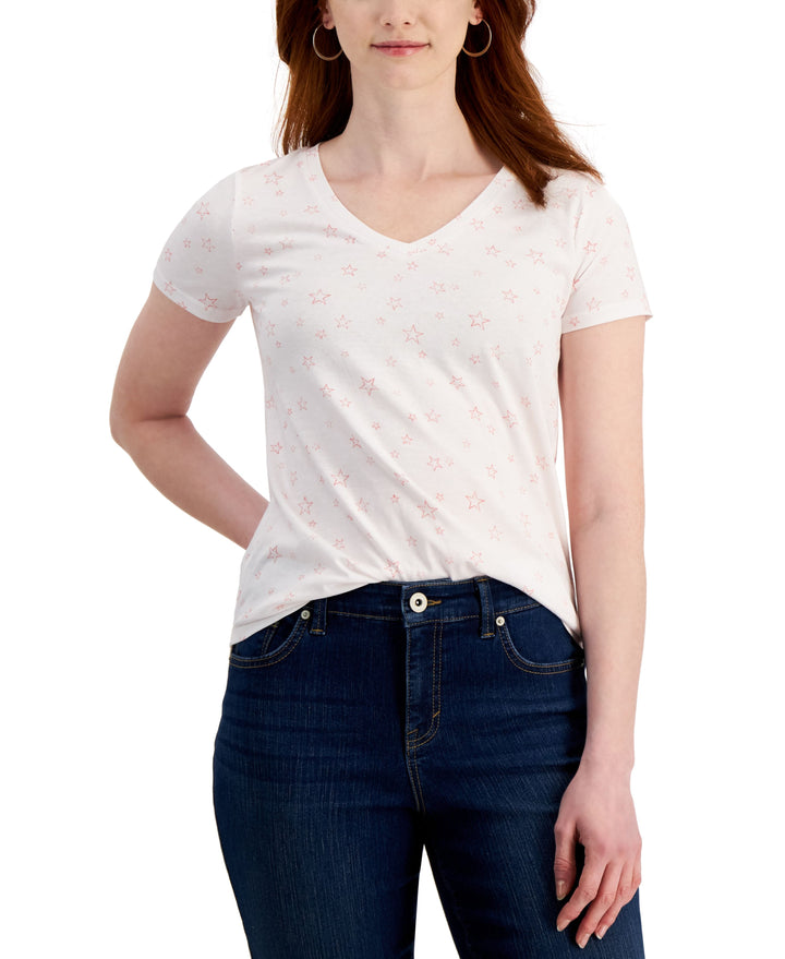 Style & Co Printed V Neck T-Shirt