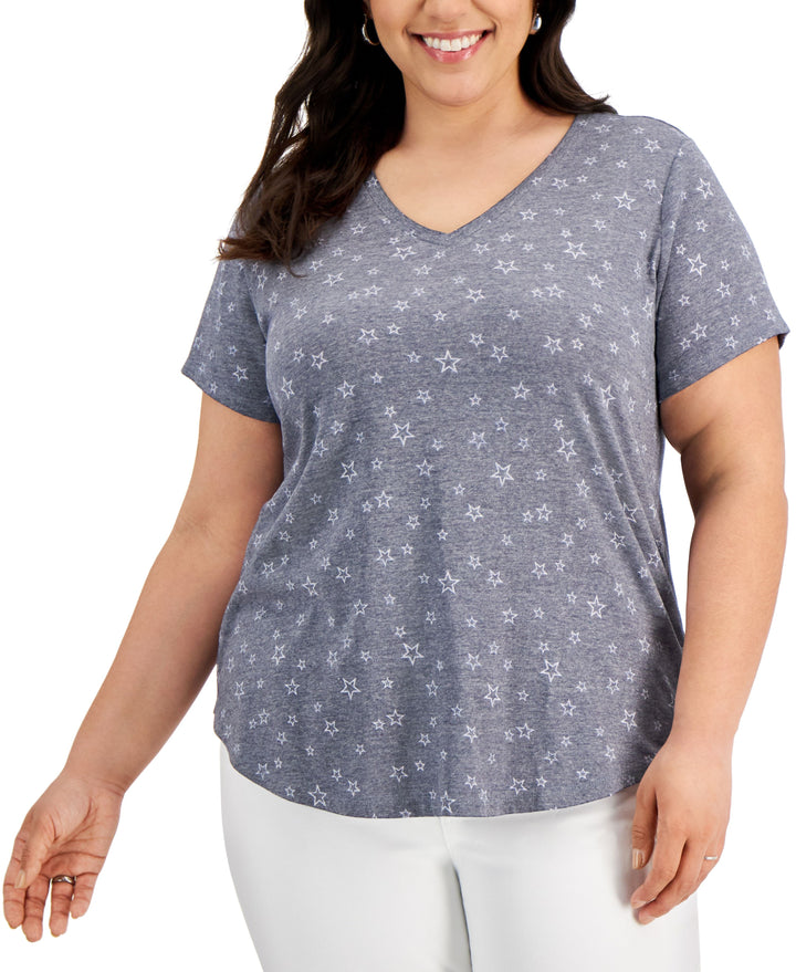 Style & Co Plus Size Solid Burnout T-Shirt