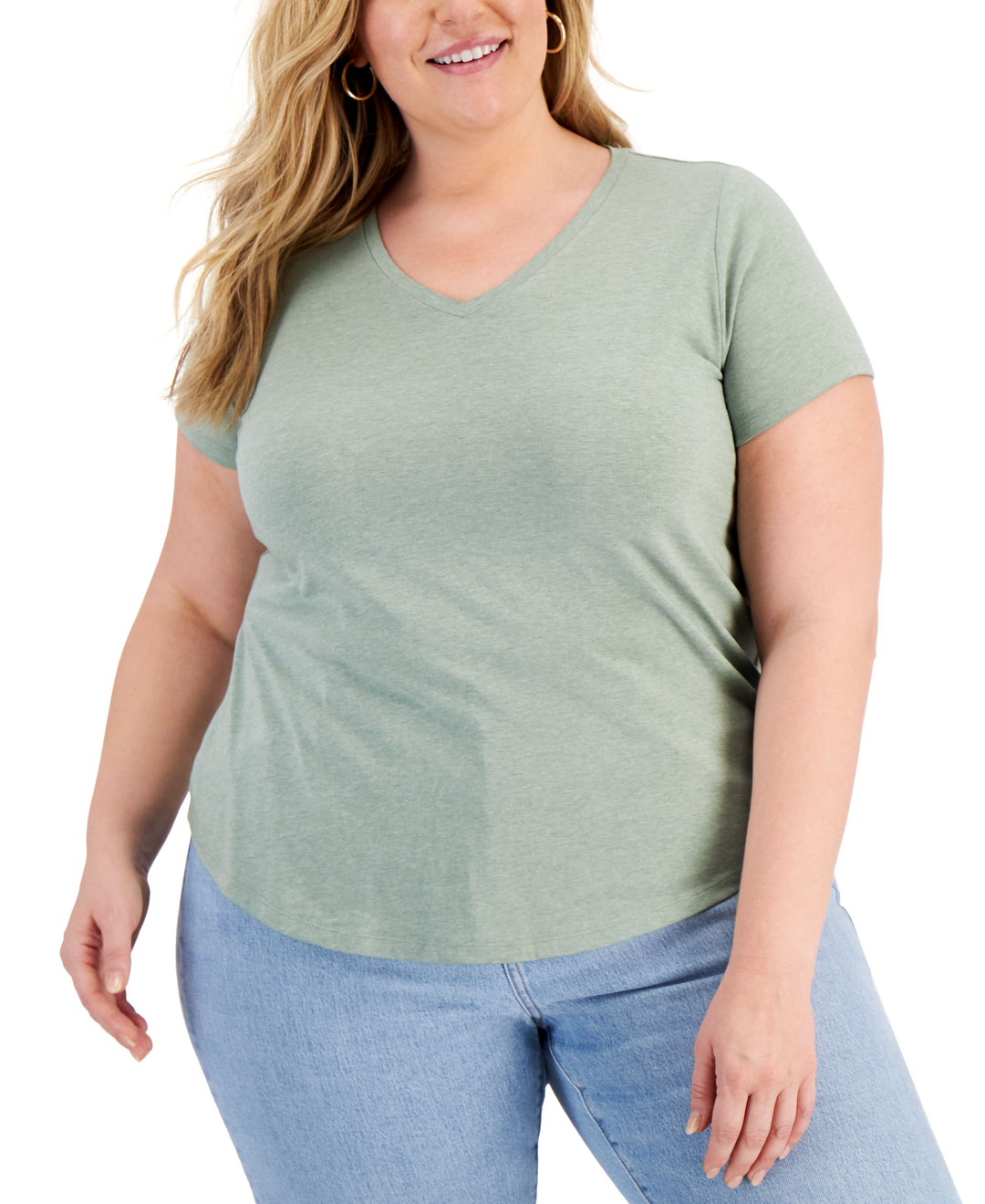 Style & Co Plus Size Solid Burnout T-Shirt