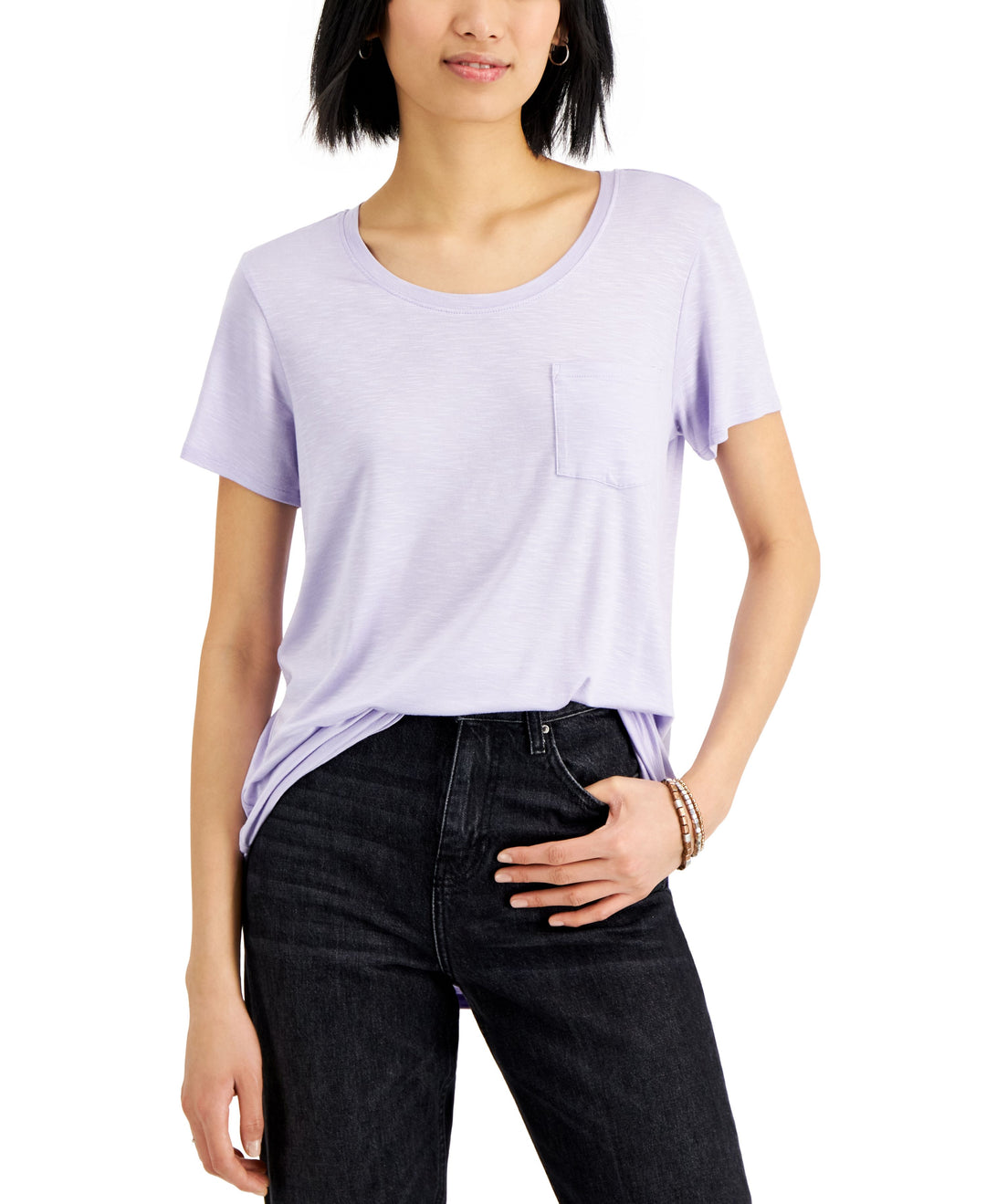 Style & Co Draped One Pocket T-Shirt