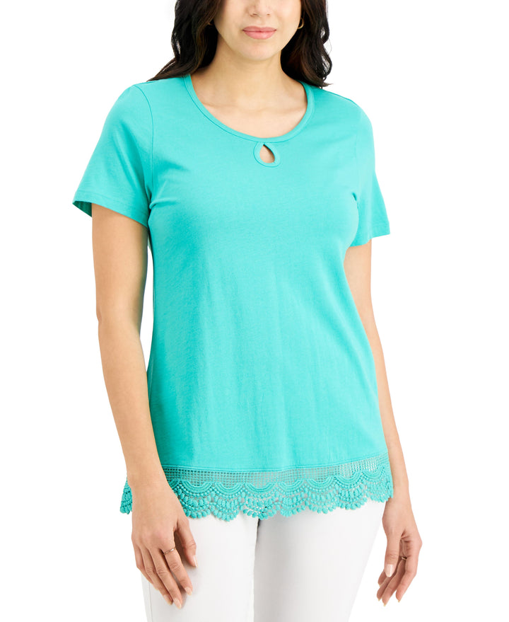 Karen Scott Crochet Hem Top