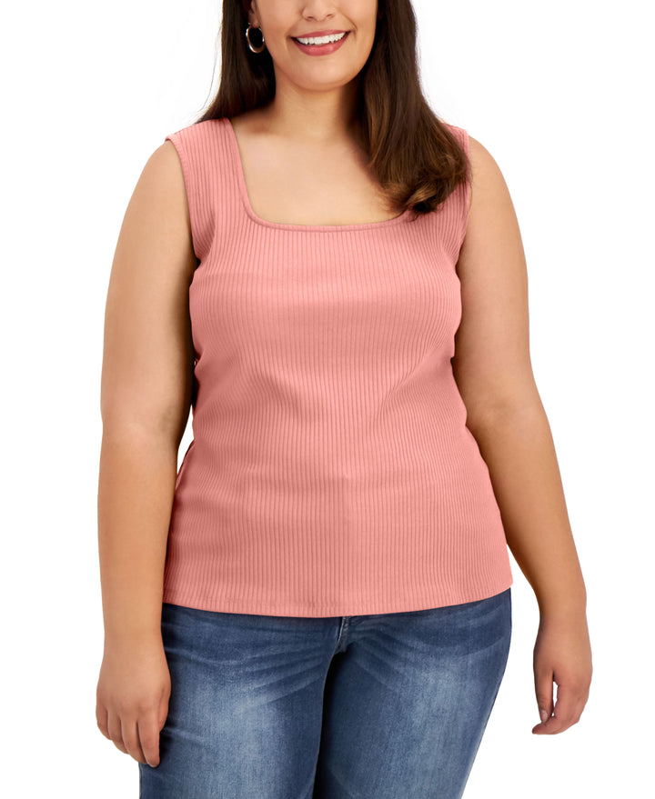 INC International Concepts Plus Size Square Neck Ribbed Tank