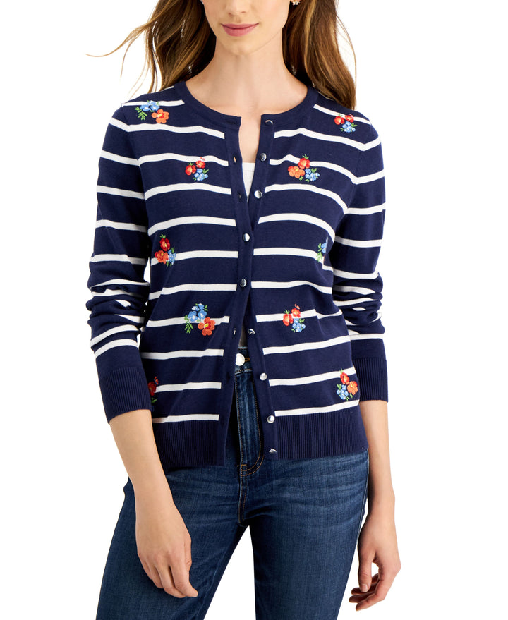 Charter Club Embroidered Yoke Cardigan