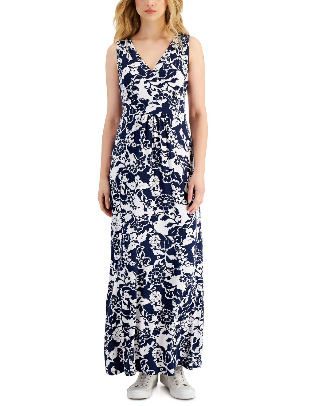 Charter Club Womens Sleeveless Cross Front Maxi Dress