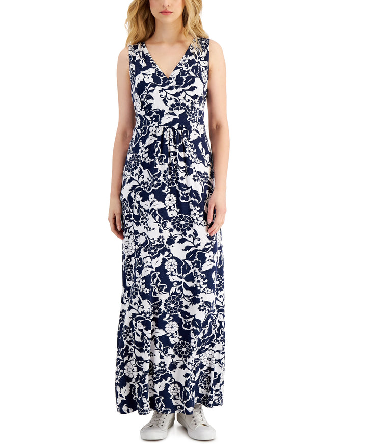 Charter Club Womens Sleeveless Cross Front Maxi Dress