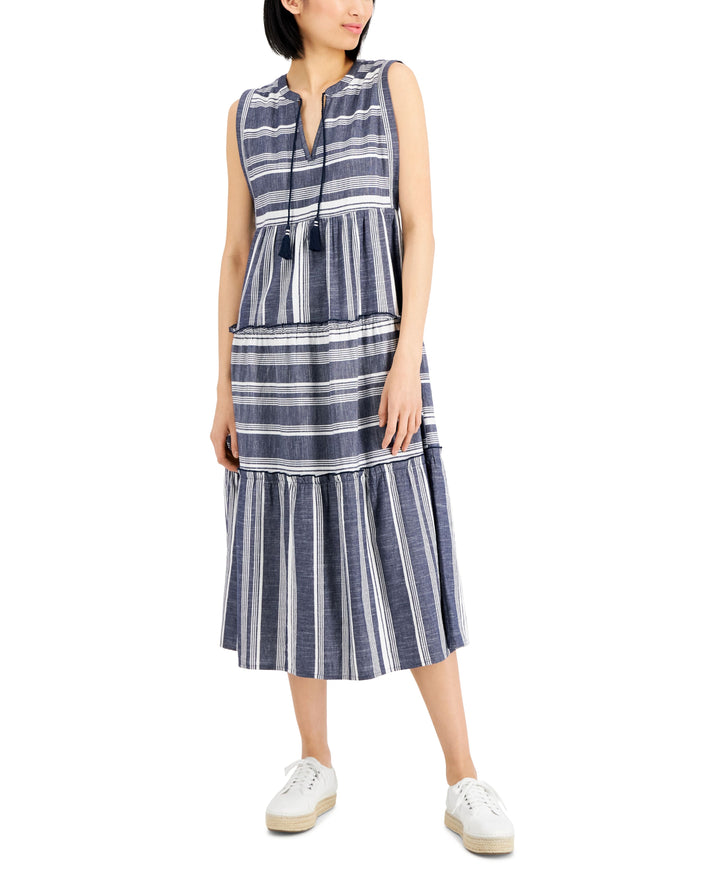 Charter Club Womens Cotton Sleeveless Midi Dress
