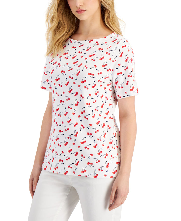 Charter Club Petite Cotton Cherry Print T-Shirt