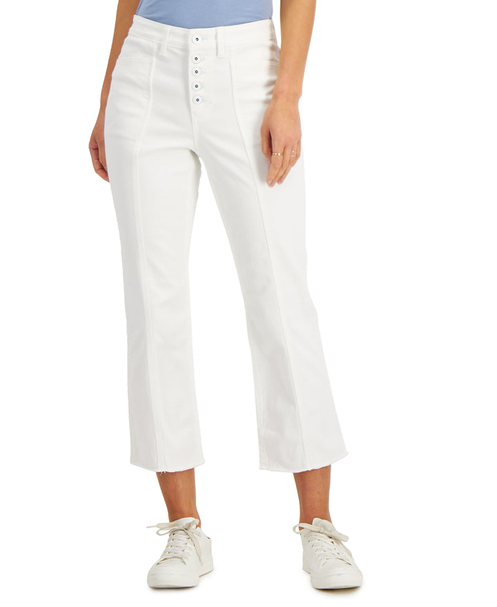 Style & Co Womens Button Fly Raw Hem Cropped Jeans