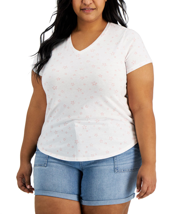 Style & Co Plus Size Solid Burnout T-Shirt