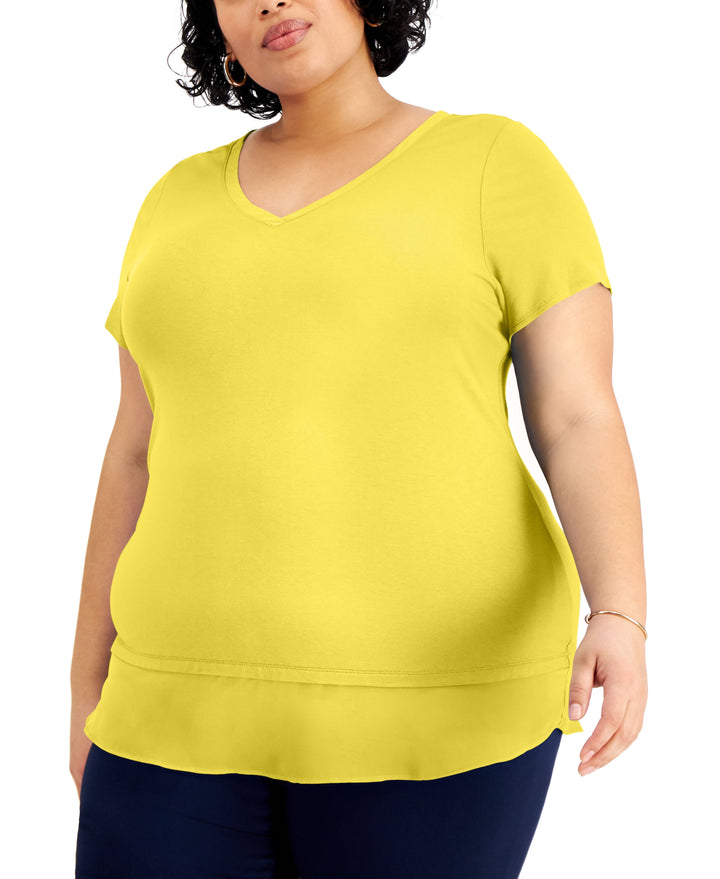 JM Collection Plus Size Layered Hem Top