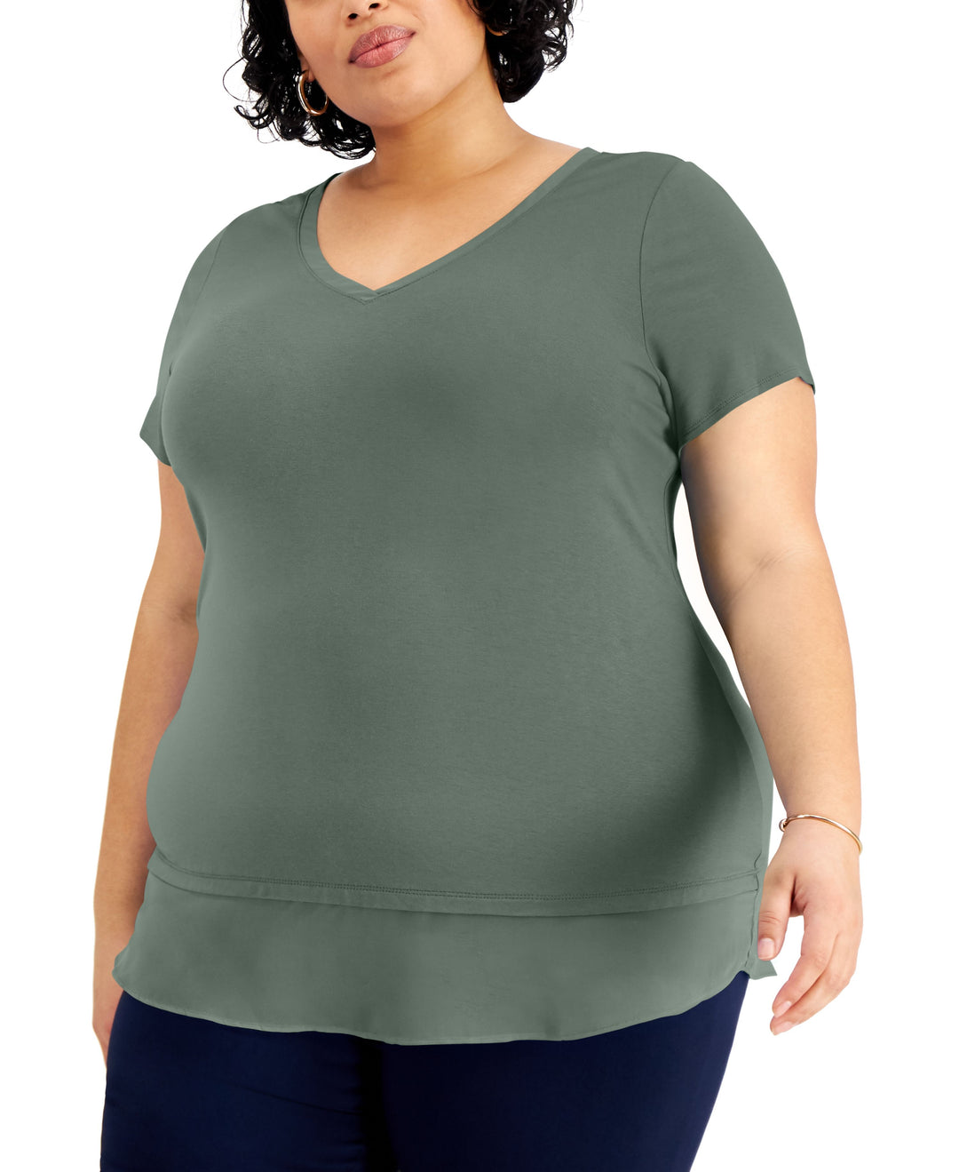 JM Collection Plus Size Layered Hem Top