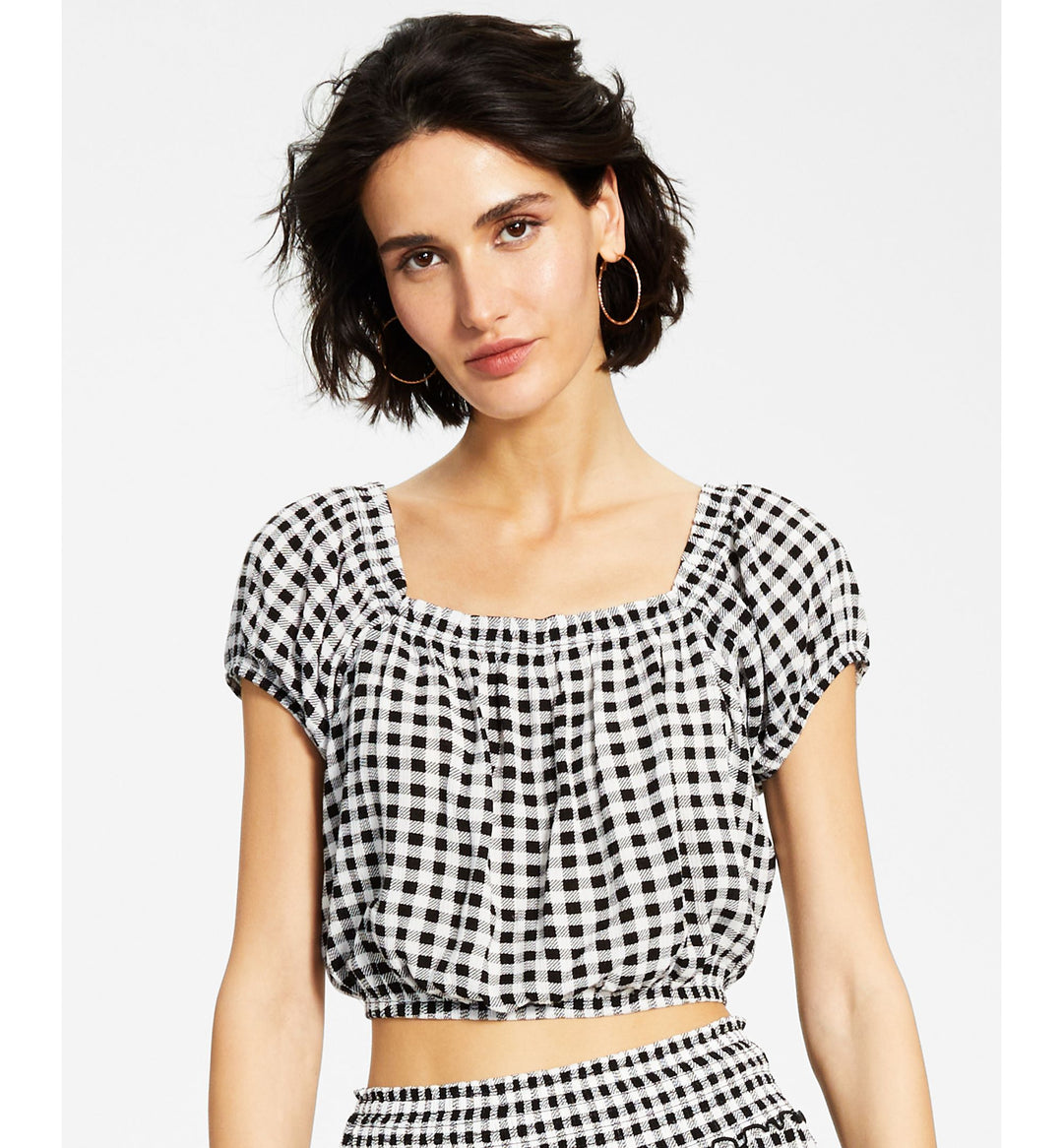 Juniors' Puff-Sleeve Top