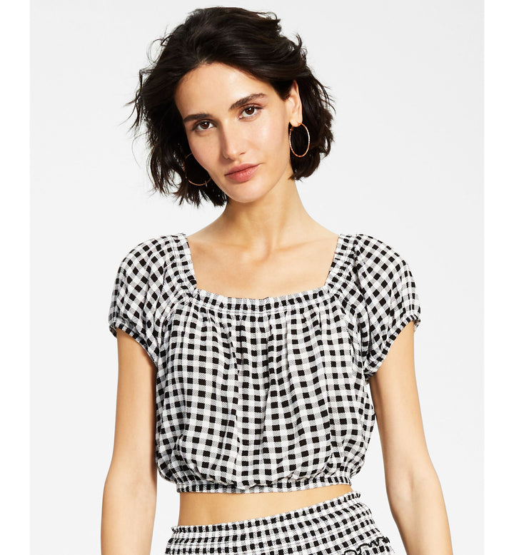 Juniors' Puff-Sleeve Top