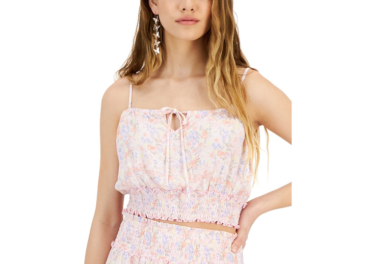 Juniors' Smocked Crop Top