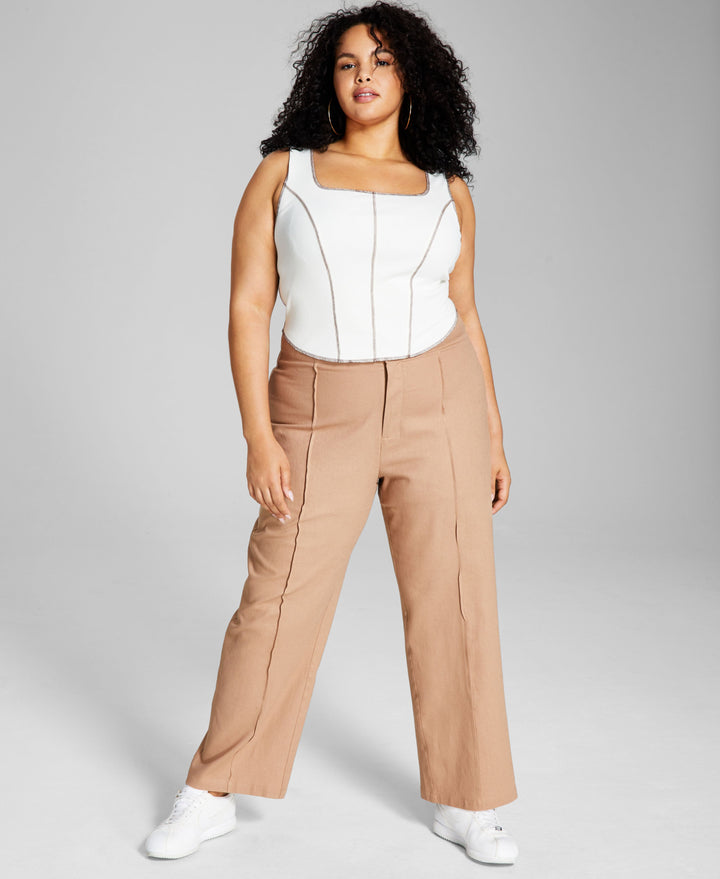 And Now This Trendy Plus Size Cotton High-Rise Pants