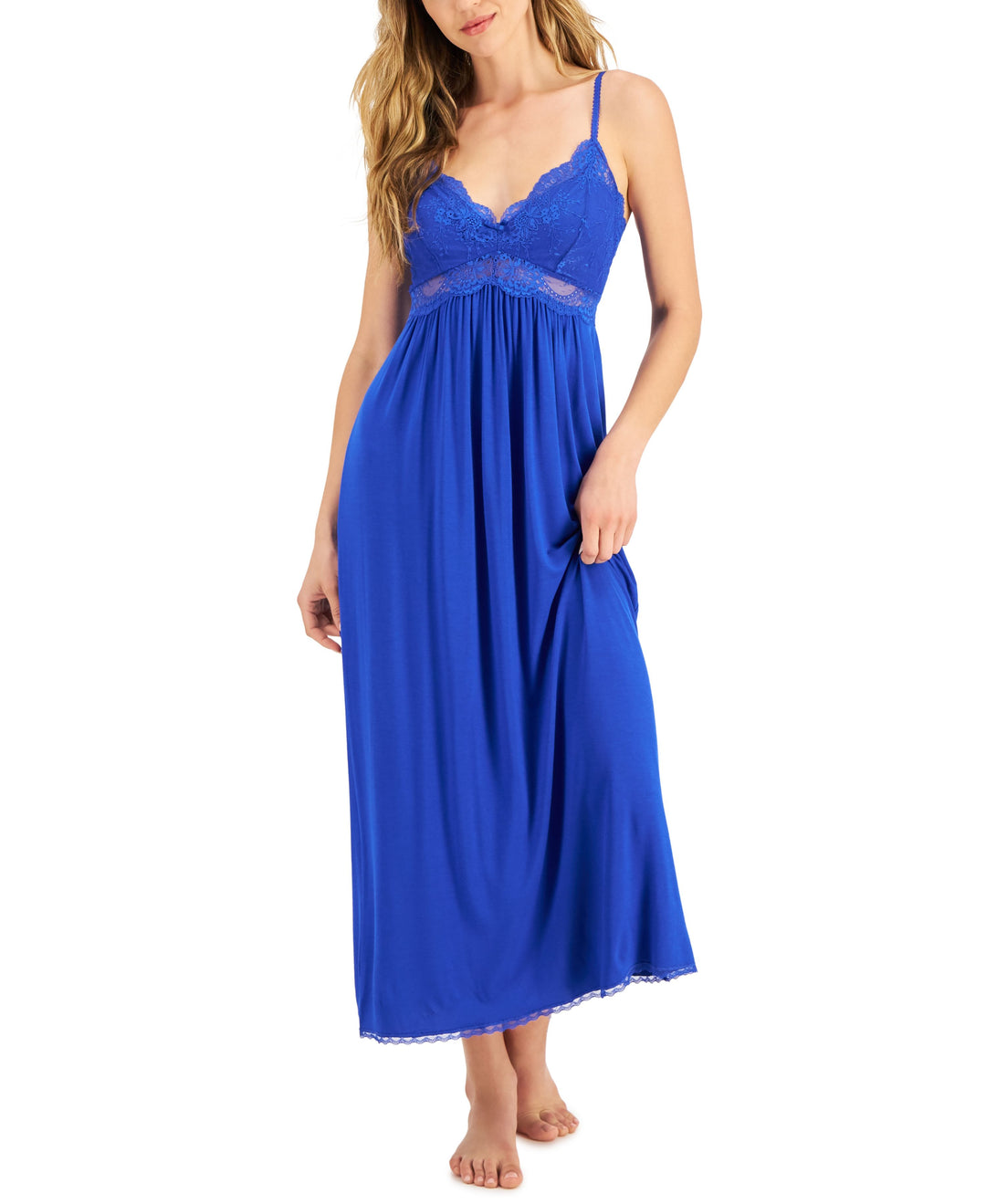 INC International Concepts Knit Lace Cup Long Nightgown