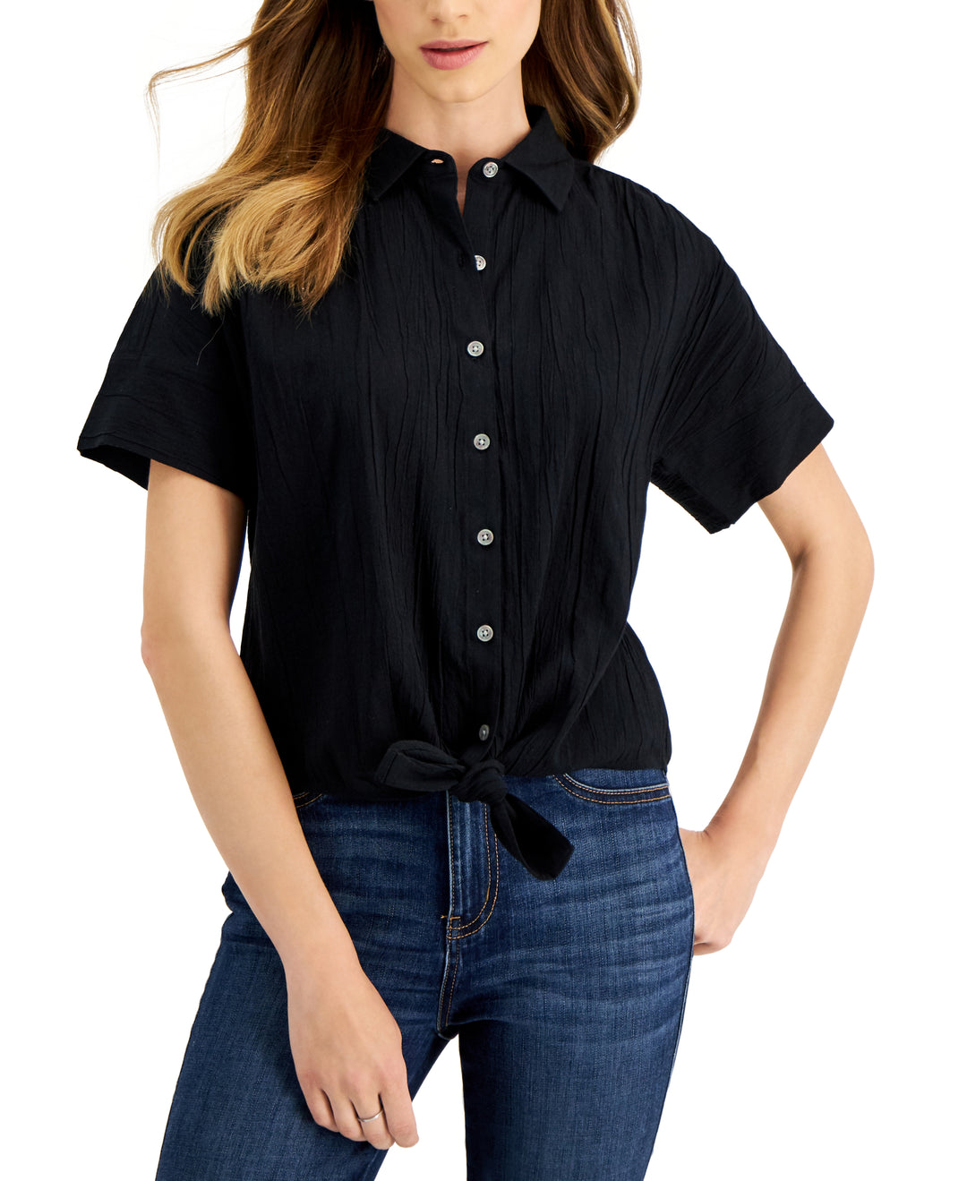 Style & Co Womens Tie Front Top