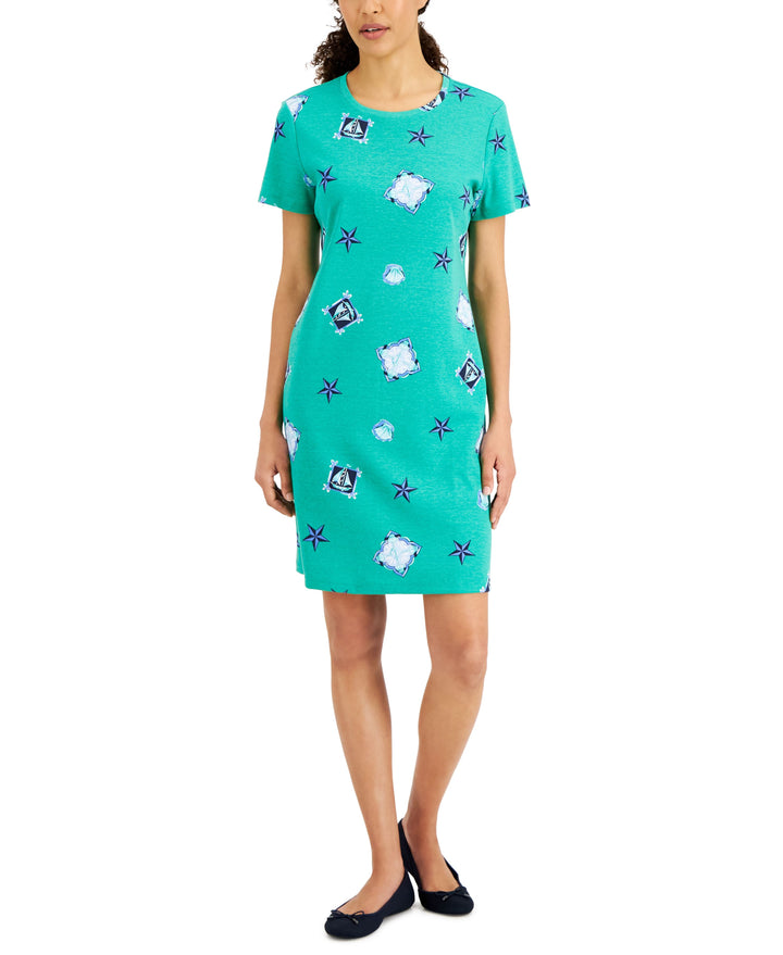 Karen Scott Womens Nautical Treasures Printed Dress