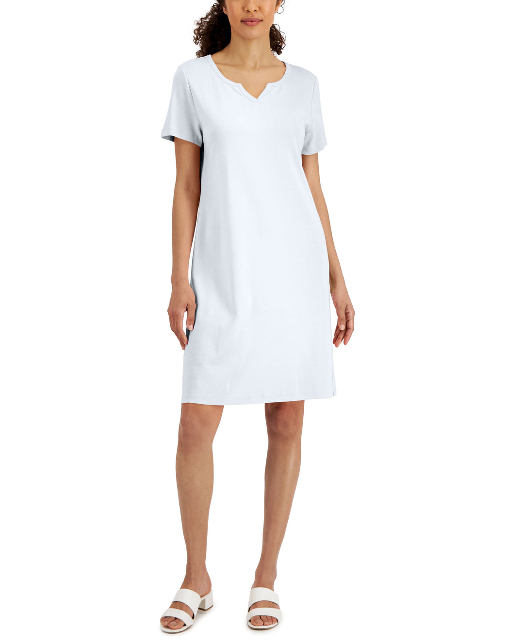 Karen Scott Womens Cotton Split Neck Dress