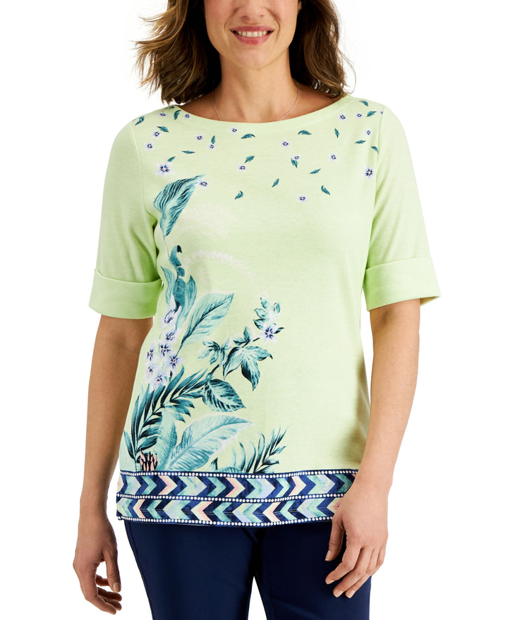 Karen Scott Womens Maui Oasis Printed Top