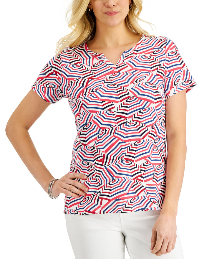 Karen Scott Womens Beach Umbrella Party Printed Top