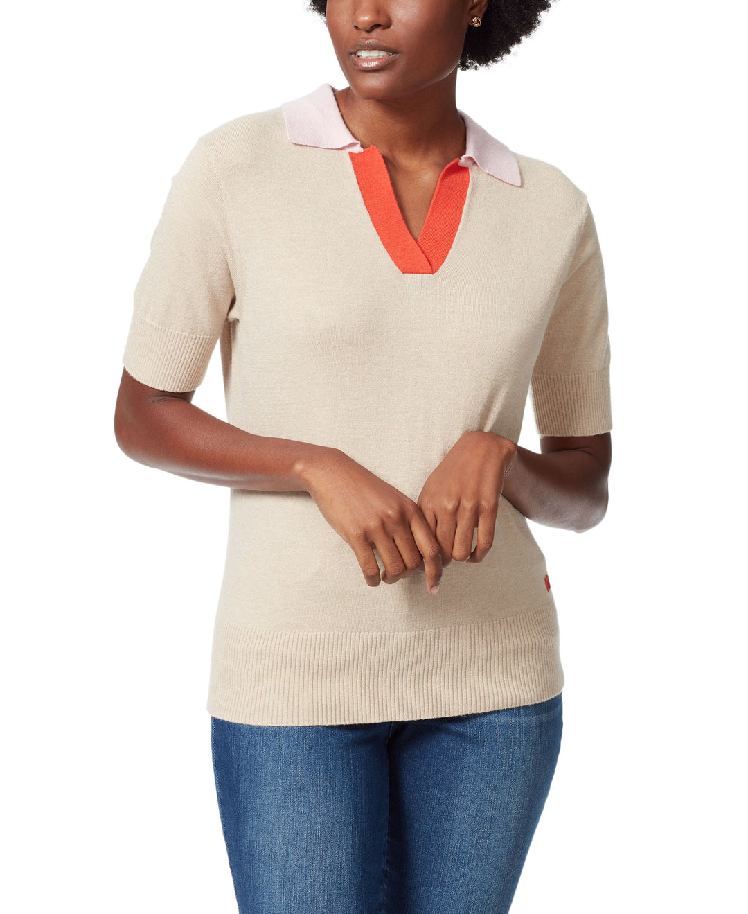 Womens Zoe Short Sleeve Polo Sweater