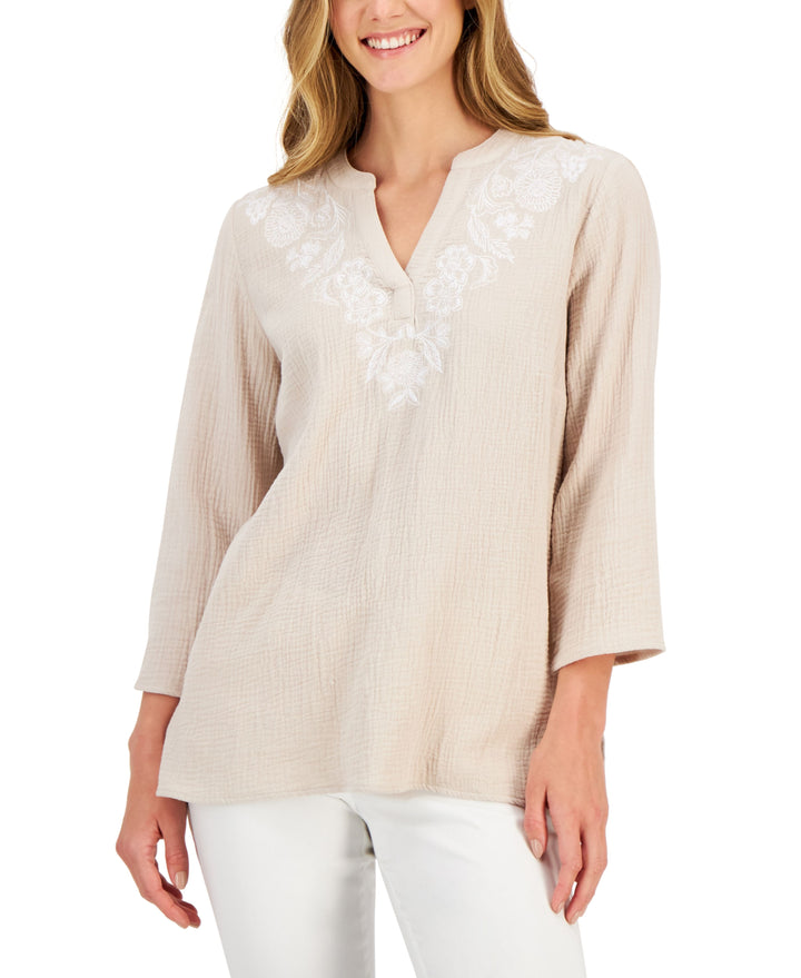 JM Collection Petite Embroidered Top