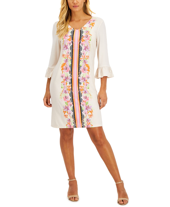 JM Collection Womens Printed Ruffled Sleeve Dress