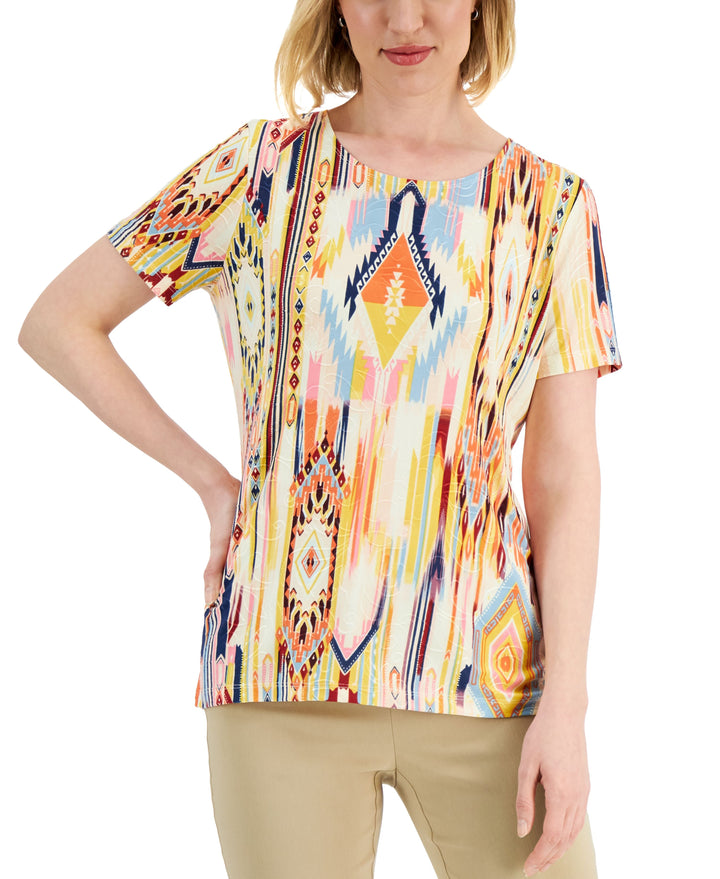 JM Collection Petite Dreamland Jacquard Knit Top