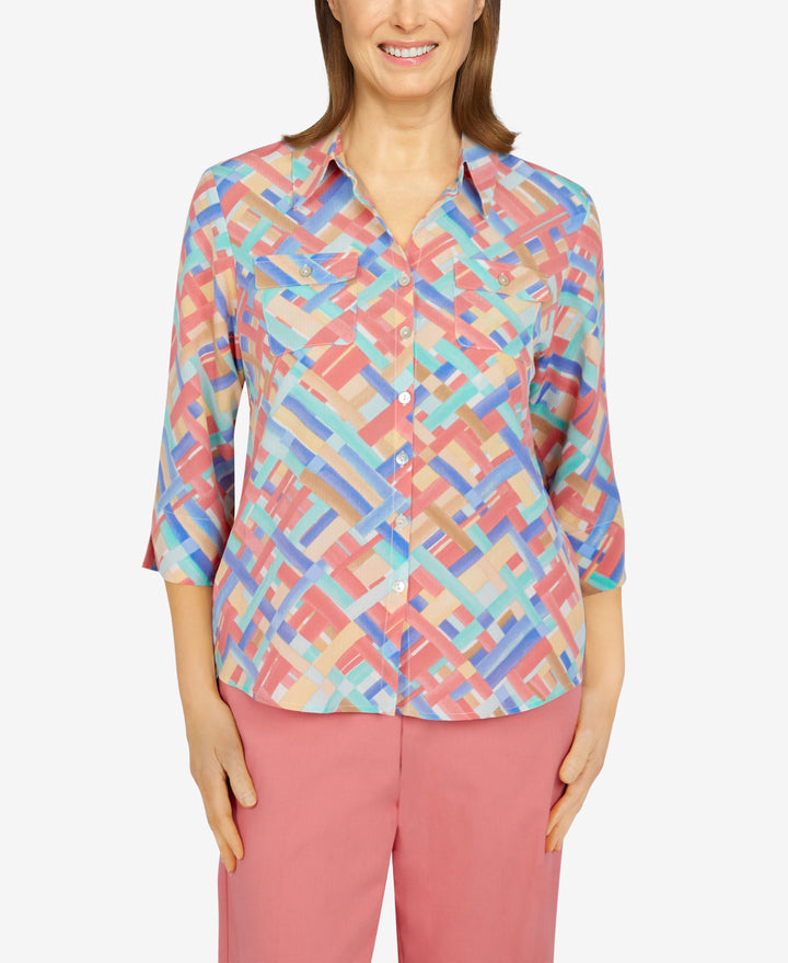 Petite Boho Vibes Plaid Top