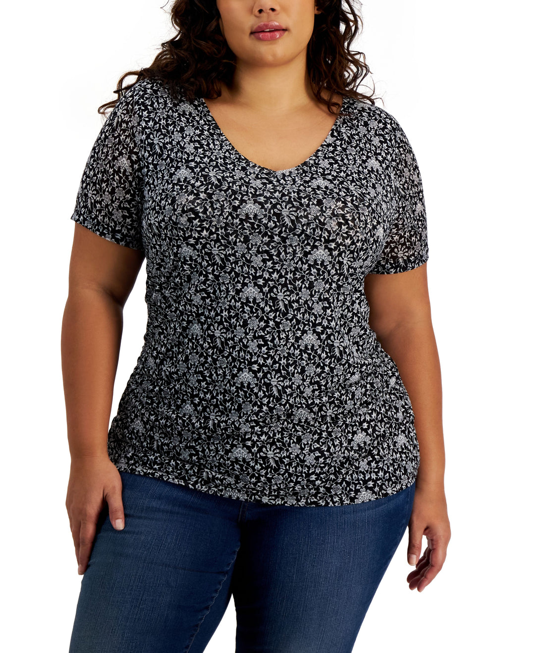 INC International Concepts Plus Size Mesh T-Shirt