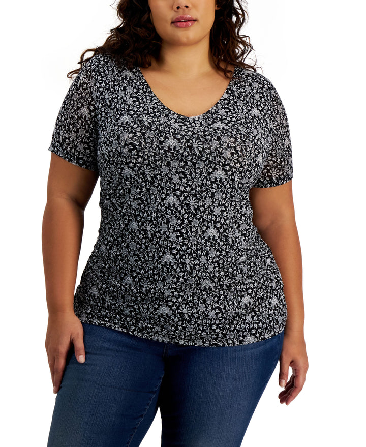 INC International Concepts Plus Size Mesh T-Shirt