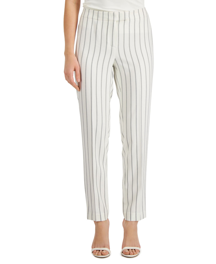 Anne Klein Womens Striped Fly Front Extend Tab Pants