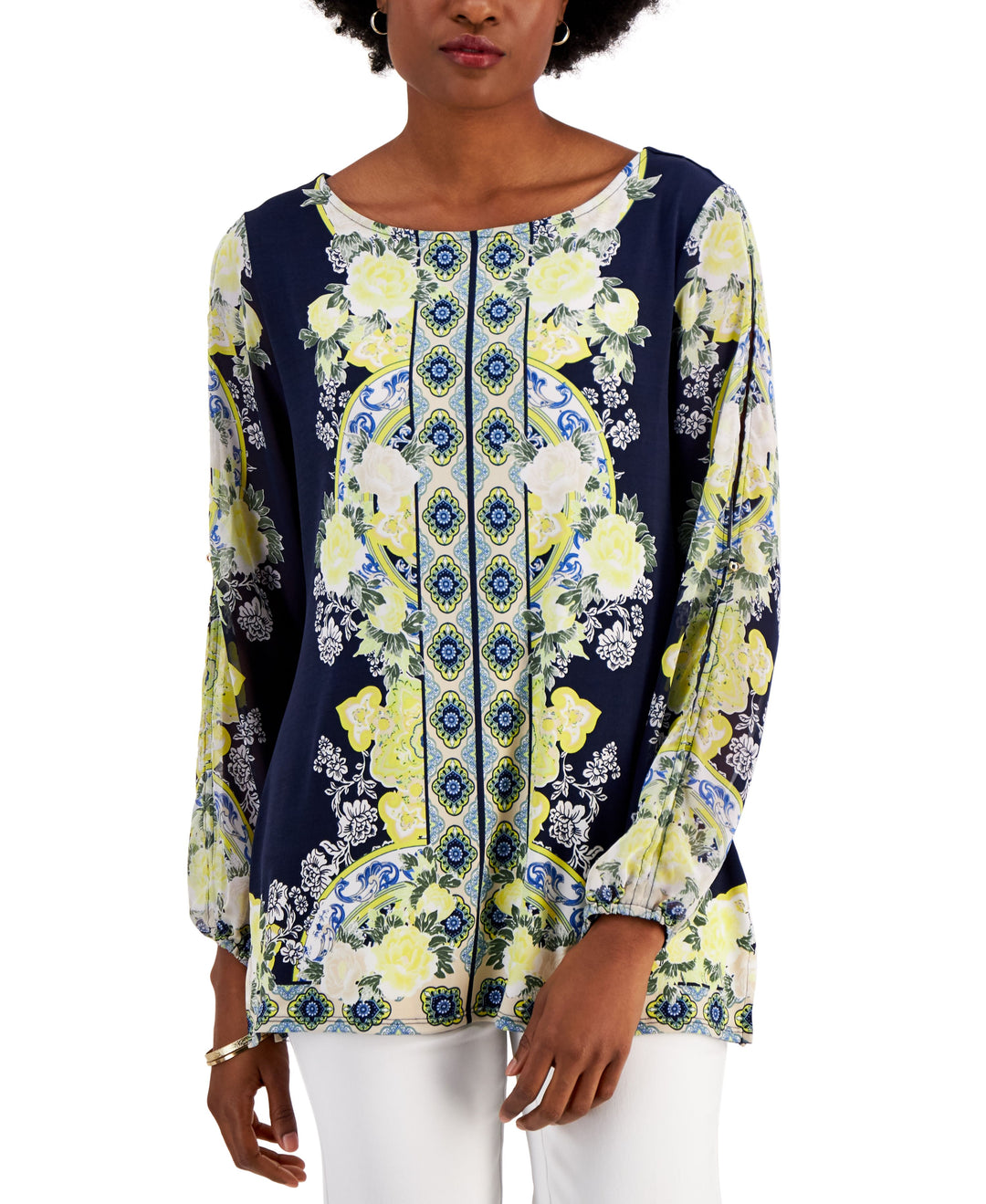 JM Collection Womens Printed Top