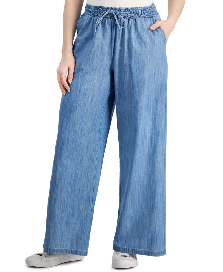 Style & Co Womens Chambray Wide Leg Pants