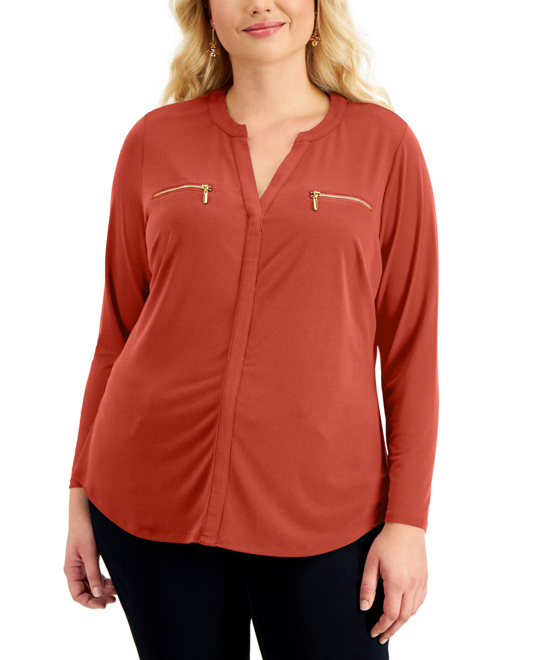 Plus Size Zip-Pocket Top