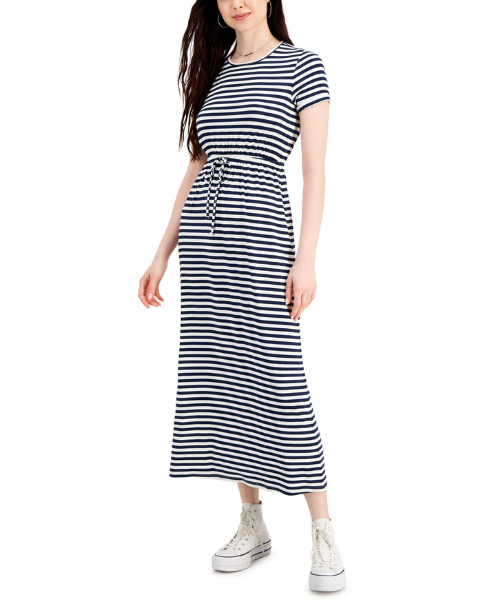 Women's Printed Cinch-Waist Maxi Dress – USAFashion Women's Printed Cinch-Waist Maxi Dress – USAFashion
